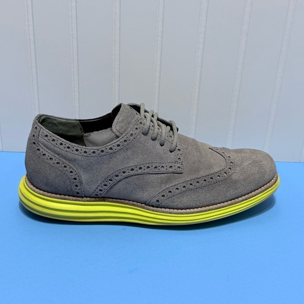Cole Haan LunarGrand Wingtip Oxford Shoes Mens 7.5 M Gray Suede Lace Up Casual - Picture 5 of 14